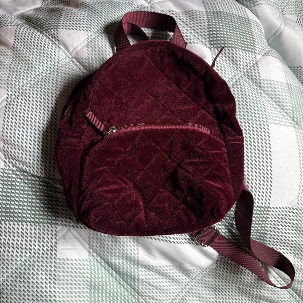 Quilted Burgundy Mini Backpack